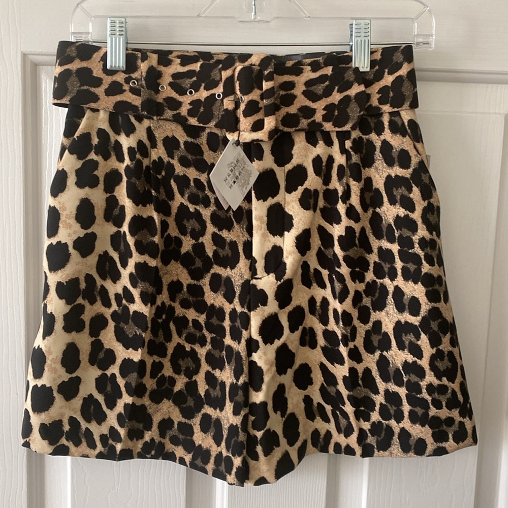 Zara High Waisted Belted Print Shorts Small
